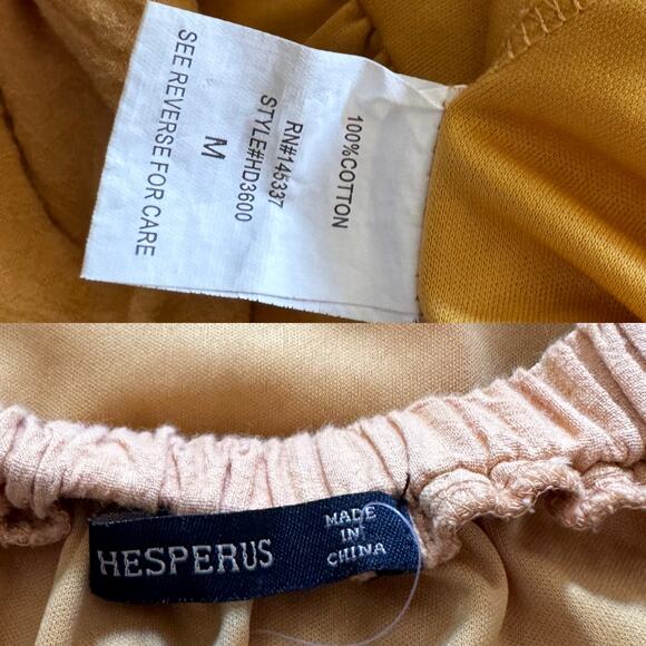 Hesperus Cotton Yellow Empire Waist Mini Dress Short Puff Sleeve Back Tie Medium - Picture 11 of 11